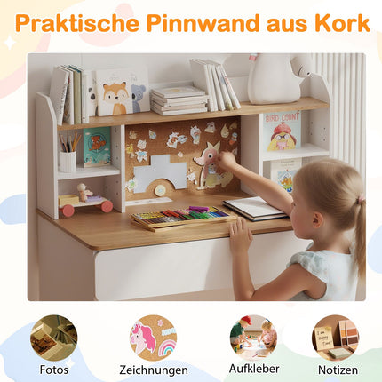 Kinderschreibtisch mit Korktafel und Ladestation