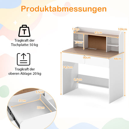 Kinderschreibtisch mit Korktafel und Ladestation