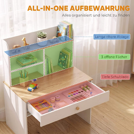Children's Desk with Storage, White, 80 x 50 x 100 cm