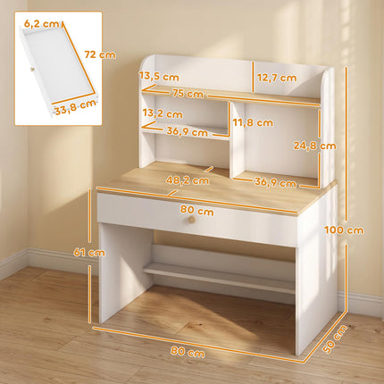 Children's Desk with Storage, White, 80 x 50 x 100 cm