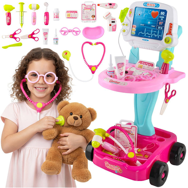 Kinderarzt-Spielset mit Kinderwagen – 18 Teile