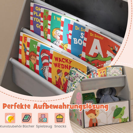 Doppelseitiger Kinderschreibtisch und Stuhl-Set mit Staffelei