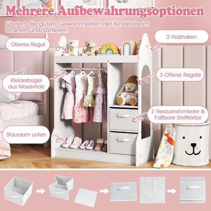 Kinder-Verkleidungsschrank mit Spiegel, Weiß, 107cm