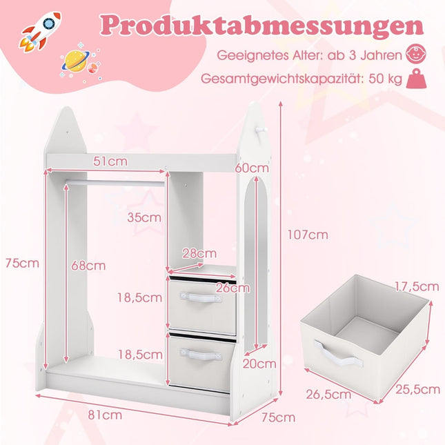 Kinder-Verkleidungsschrank mit Spiegel, Weiß, 107cm