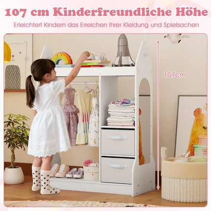 Kinder-Verkleidungsschrank mit Spiegel, Weiß, 107cm