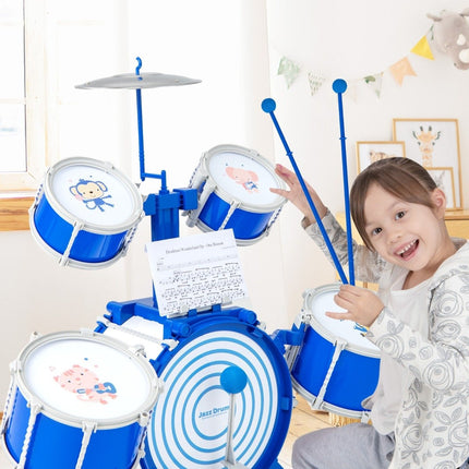 Children's Drum Set with Stool, Stand & Pedal - Blue