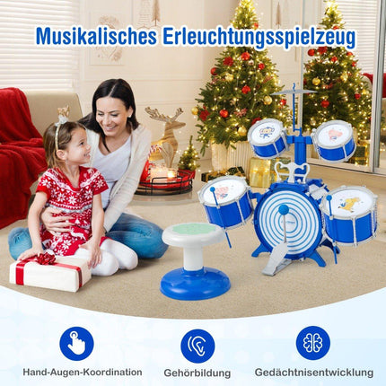 Children's Drum Set with Stool, Stand & Pedal - Blue