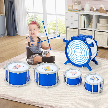 Children's Drum Set with Stool, Stand & Pedal - Blue