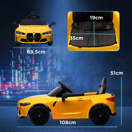 Elektroauto für Kinder mit Fernbedienung, MP3 & USB, gelb