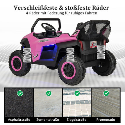 Children's Electric Off-Road Car with Remote, 2 Seats, Pink