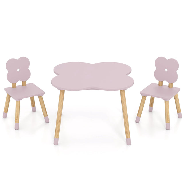 Kinder-Tischgruppe „Blume“, Rosa, Holz, 1 Tisch + 2 Stühle
