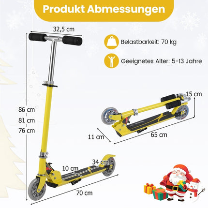 Kinderroller klappbar, höhenverstellbar, gelb
