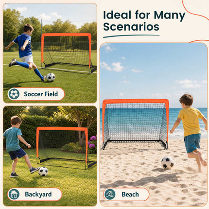 Children's Football Goals Set, 182x120 cm, Green, Foldable