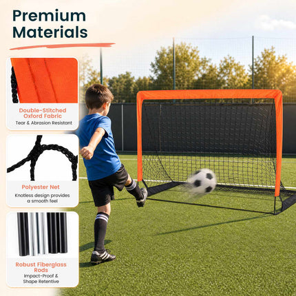 Children's Football Goals Set, 182x120 cm, Green, Foldable