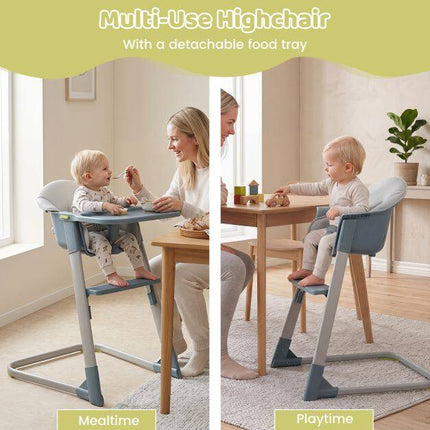 Children's High Chair, Adjustable Tray & Footrest, Grey
