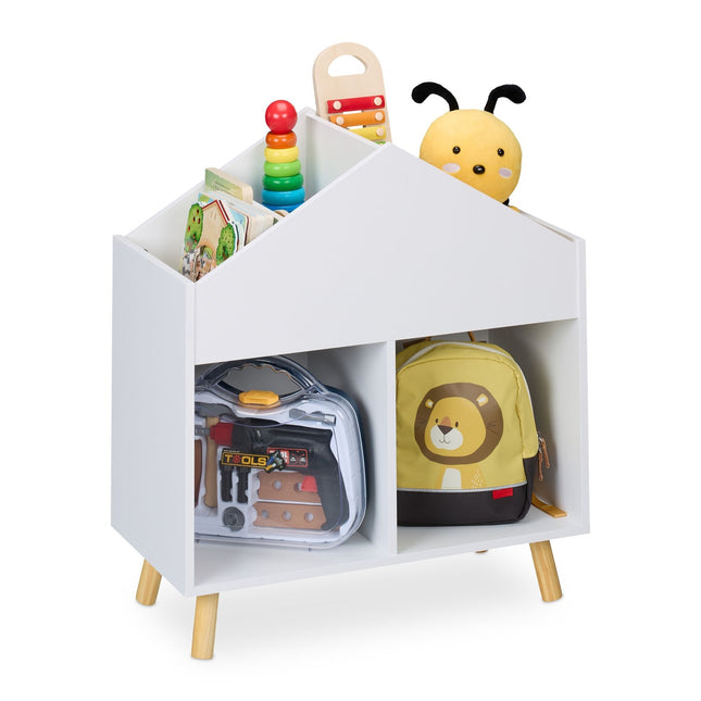Children's House-Shaped Storage Shelf, 6 Compartments