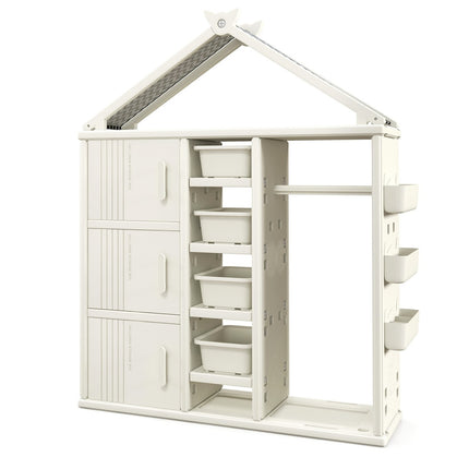 Kinderkleiderschrank in Hausform mit Kleiderstange