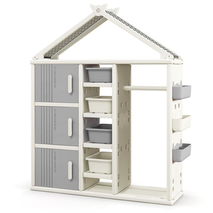 Kinder-Garderobenschrank in Hausform mit Kleiderstange