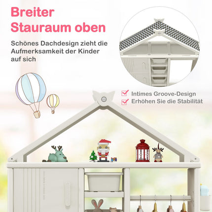 Kinderkleiderschrank in Hausform mit Kleiderstange