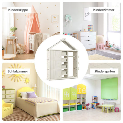 Kinderkleiderschrank in Hausform mit Kleiderstange