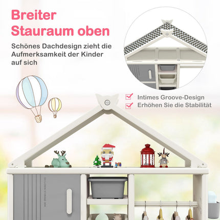 Kinder-Garderobenschrank in Hausform mit Kleiderstange