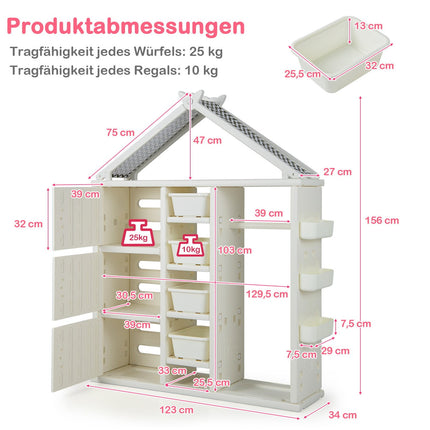 Kinderkleiderschrank in Hausform mit Kleiderstange