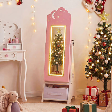Kinderschmuckschrank mit Spiegel & LED-Beleuchtung