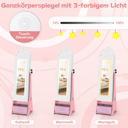 Kinderschmuckschrank mit Spiegel & LED-Beleuchtung