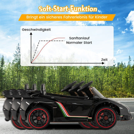Kinderauto Lamborghini elektrisch met afstandsbediening & LED-koplampen & claxon & muziek zwart