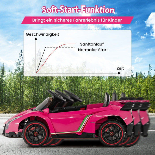 Kinder Lamborghini Elektroauto mit Fernbedienung &amp; LED-Scheinwerfern &amp; Hupe &amp; Musik Kinderauto rosa