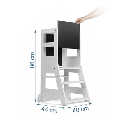 Lernturm für Kinder mit Kreidetafel und Sicherheitsbügel