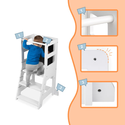 Lernturm für Kinder mit Kreidetafel und Sicherheitsbügel