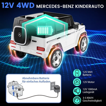 Kinder Mercedes-Benz Elektroauto mit 2,4G Fernbedienung &amp; Scheinwerfer 12V Elektrofahrzeug weiß