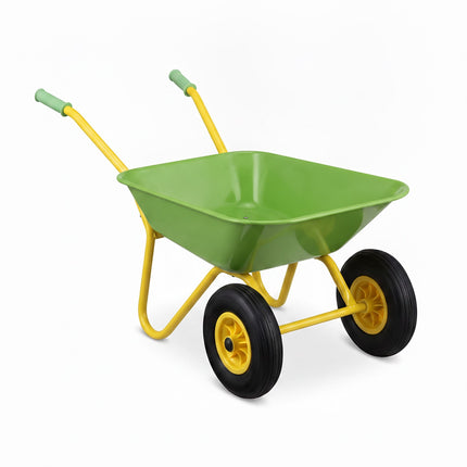 Children's Metal Wheelbarrow with 2 Wheels, Green, 43 x 74 x 36 cm
