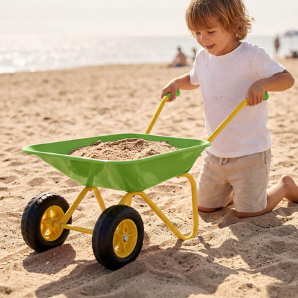 Children's Metal Wheelbarrow with 2 Wheels, Green, 43 x 74 x 36 cm