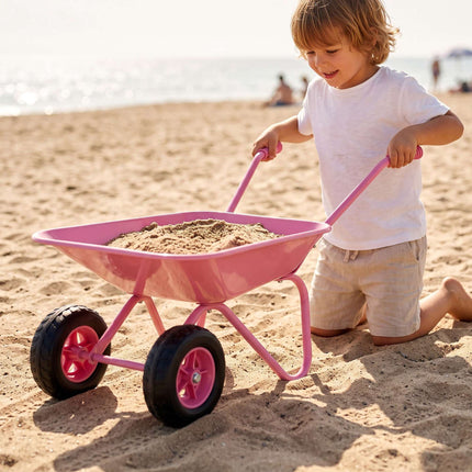 Children's Metal Wheelbarrow with 2 Wheels, Pink, 43 x 74 x 36 cm