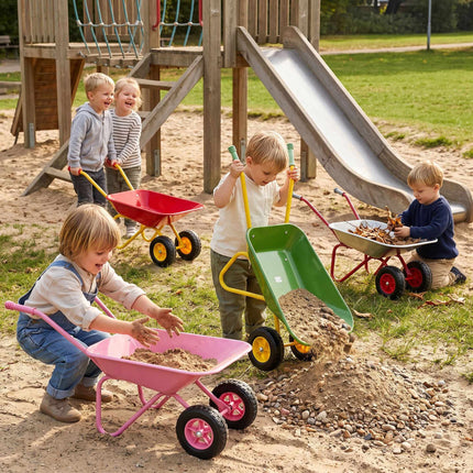 Children's Metal Wheelbarrow with 2 Wheels, Silver, 43 x 74 x 36 cm