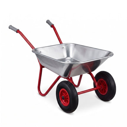 Children's Metal Wheelbarrow with 2 Wheels, Silver, 43 x 74 x 36 cm