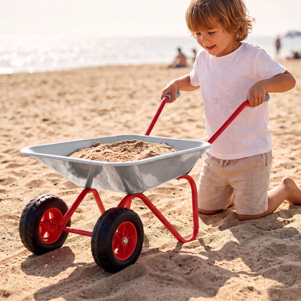 Children's Metal Wheelbarrow with 2 Wheels, Silver, 43 x 74 x 36 cm