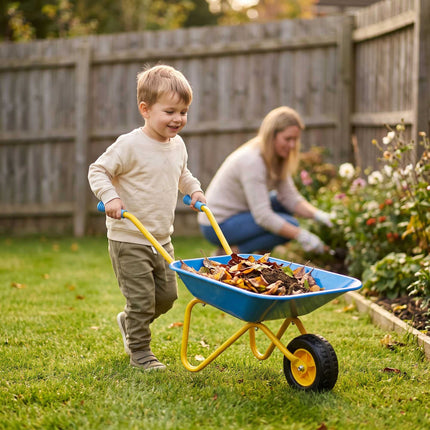 Children's Metal Wheelbarrow with Rubber Wheel, Blue, 43 x 74 x 36 cm