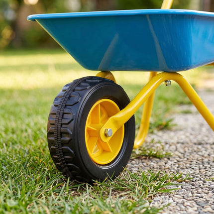 Children's Metal Wheelbarrow with Rubber Wheel, Blue, 43 x 74 x 36 cm