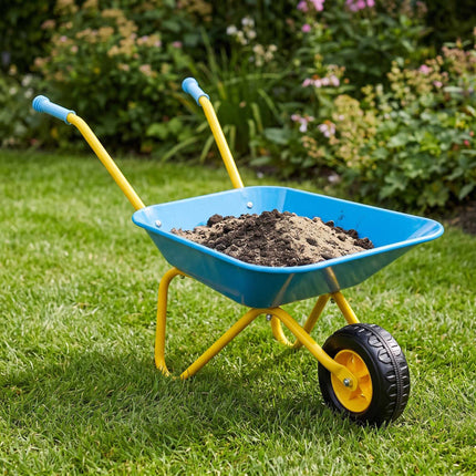 Children's Metal Wheelbarrow with Rubber Wheel, Blue, 43 x 74 x 36 cm