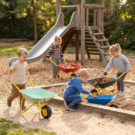 Children's Metal Wheelbarrow with Rubber Wheel, Green, 43 x 74 x 36 cm