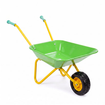 Children's Metal Wheelbarrow with Rubber Wheel, Green, 43 x 74 x 36 cm
