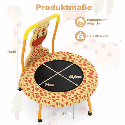 Kinder-Minitrampolin mit Griff, Giraffen-Design, 71cm