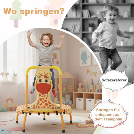 Kinder-Minitrampolin mit Griff, Giraffen-Design, 71cm