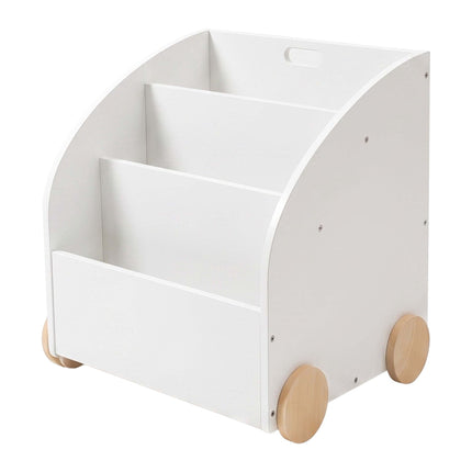 Children's Mobile Bookcase, 3 Shelves, White/Natural
