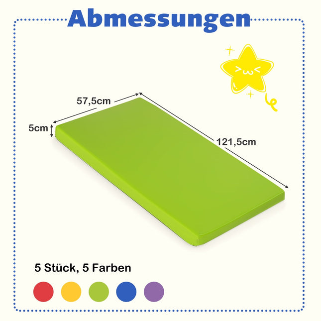 Kinderschlafmatten 5er-Set – Schaumstoff, wasserdicht, rutschfest