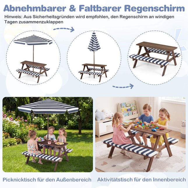 Kindersitzgruppe für Draußen mit verstellbarem Sonnenschirm