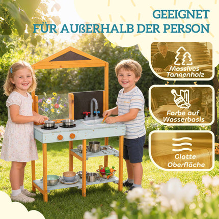 Kinder-Garten-Holzspielküche mit Spüle und Regalen